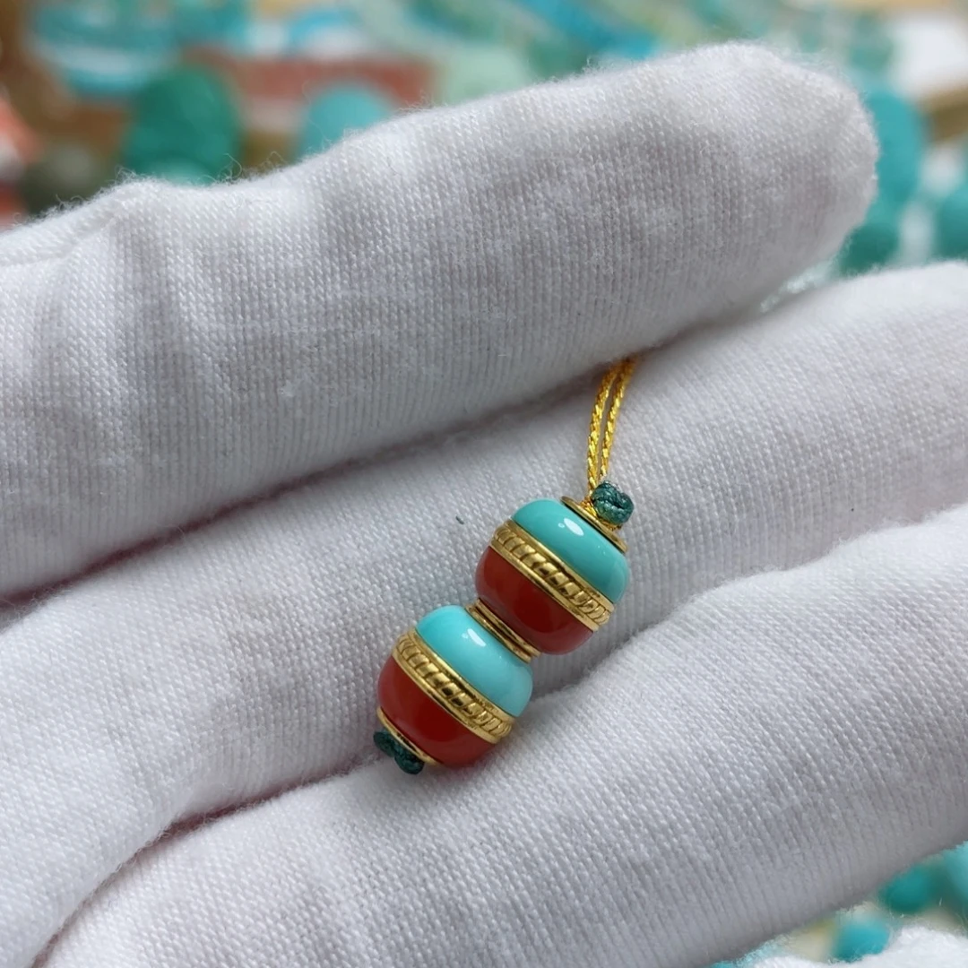 绿松石18K金镶嵌珠宝奇石