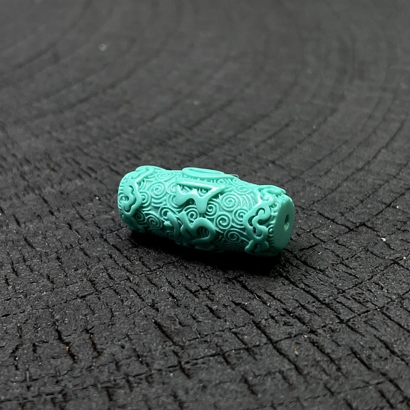 6610六字真言雕刻蒙松走色料文玩配饰10毫米桶珠顶珠腰珠散珠批发