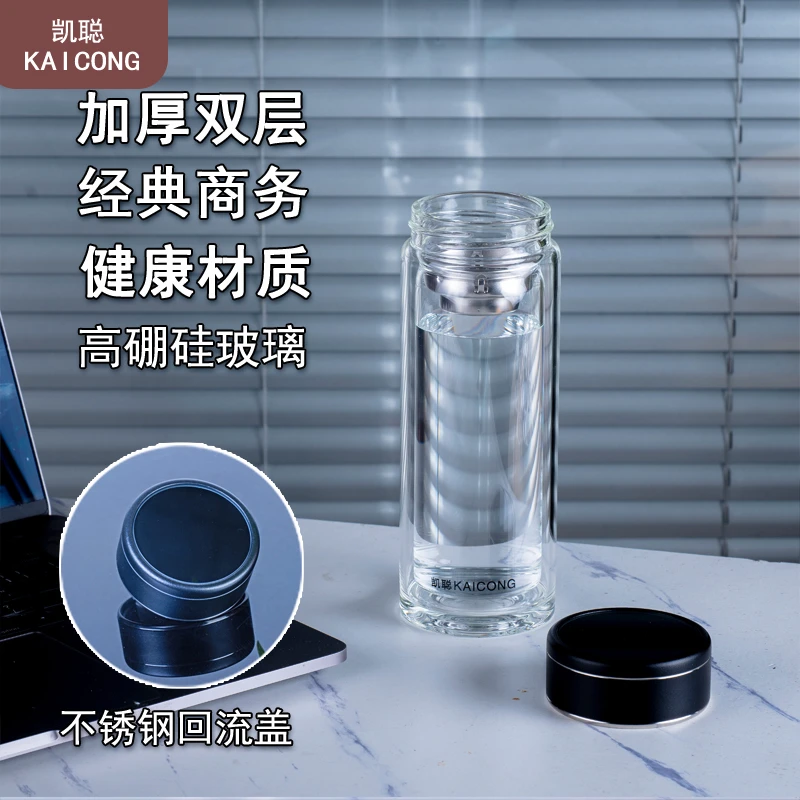 双层玻璃水杯子爆款2025最新款家用透明大容量便携防烫车载耐热杯