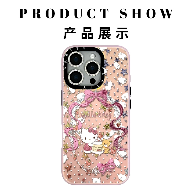 适用苹果iphone16promax 高级鎏金手机壳15/14/13蝴蝶结丝带kitty