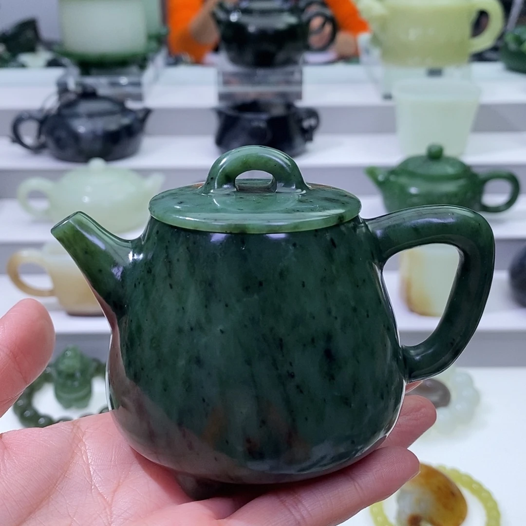 和田玉未镶嵌挂件茶壶