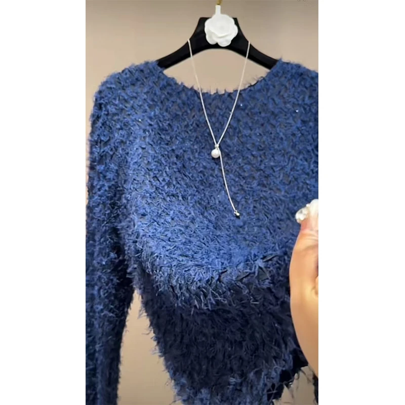 （塞纳冬畔）重工流苏设计满天星修身显瘦百搭上衣（DXL专属）