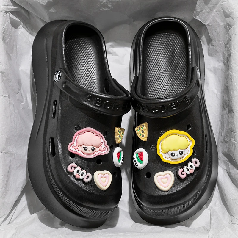 踩屎感洞洞鞋女款2025新款爆款时尚厚底增高外穿一脚蹬凉鞋女夏季