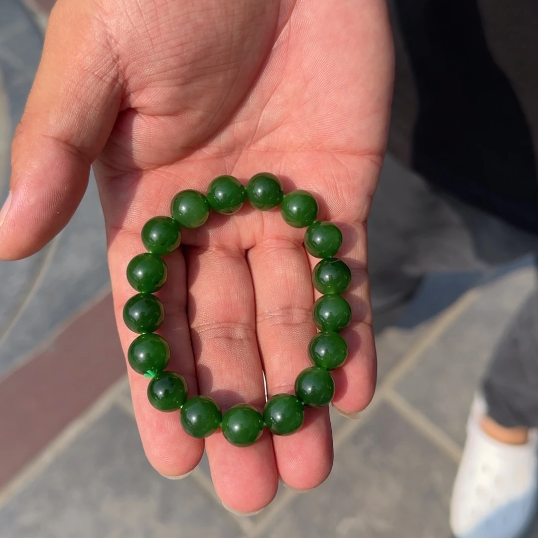 手链未镶嵌和田玉俄罗斯碧玉七号矿冰阳绿卡12