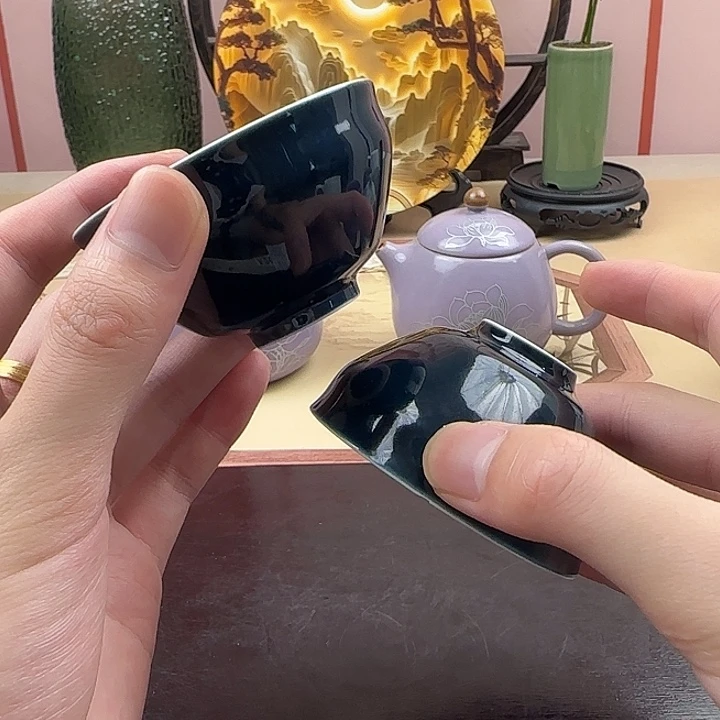 宝石蓝茶杯两只装