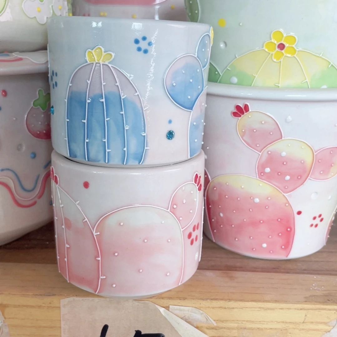 J***e白泥手绘多肉花盆133