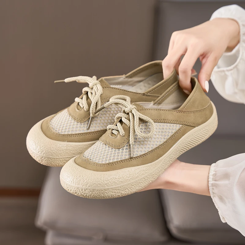 爆款女鞋2025夏季新款百搭网面鞋透气厚底小香风时尚休闲鞋德训鞋