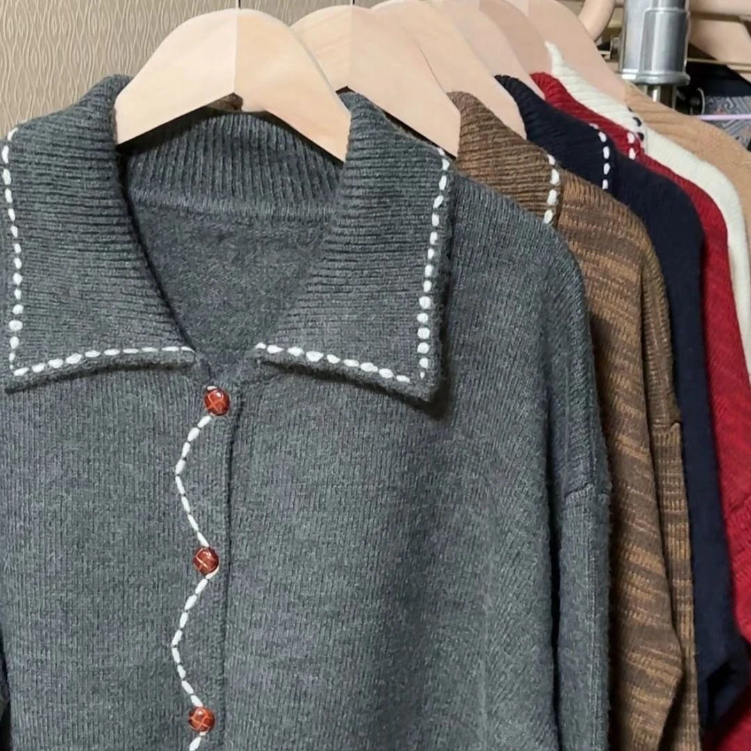 极简方领虚线毛衣FT5589088