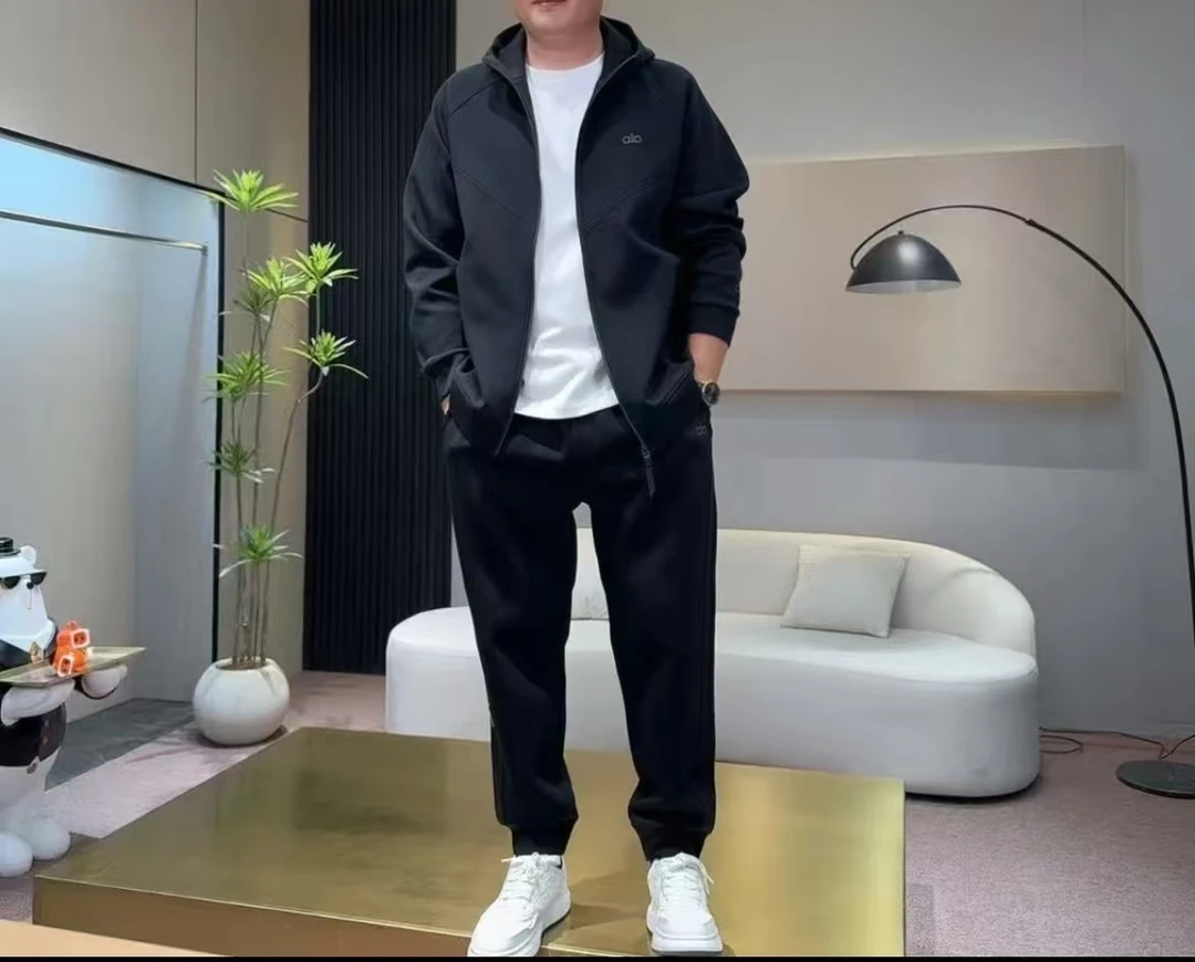 【大码男装穿到300斤】达【一套】秋冬男士时尚休闲运动连帽开衫套装