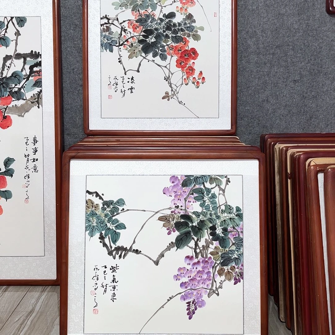 国画书画作品带框63×63