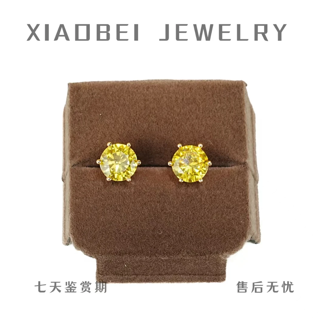 【高端嘉选】精品六爪大卡黄耳钉—————T00
