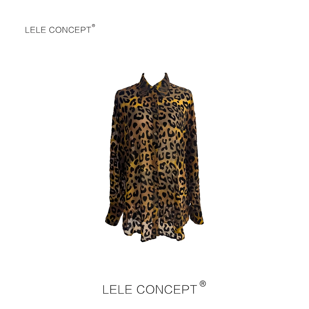 LELE CONCEPT丨【如一】气质减龄轻奢豹纹衬衫FC25C0124Y