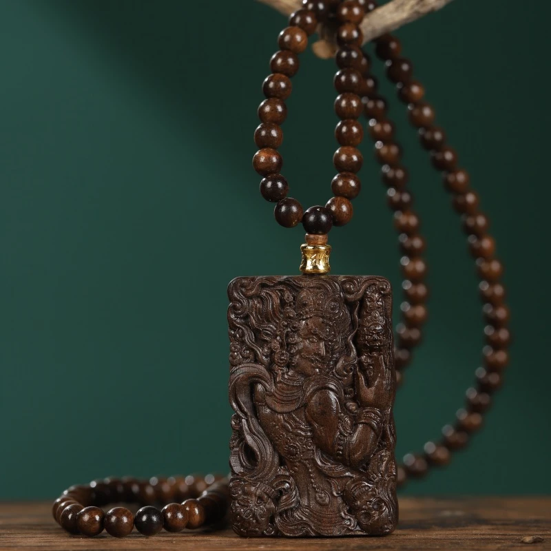 越南沉香木【不动明王】文玩吊坠佛牌保平安老料香味吊坠