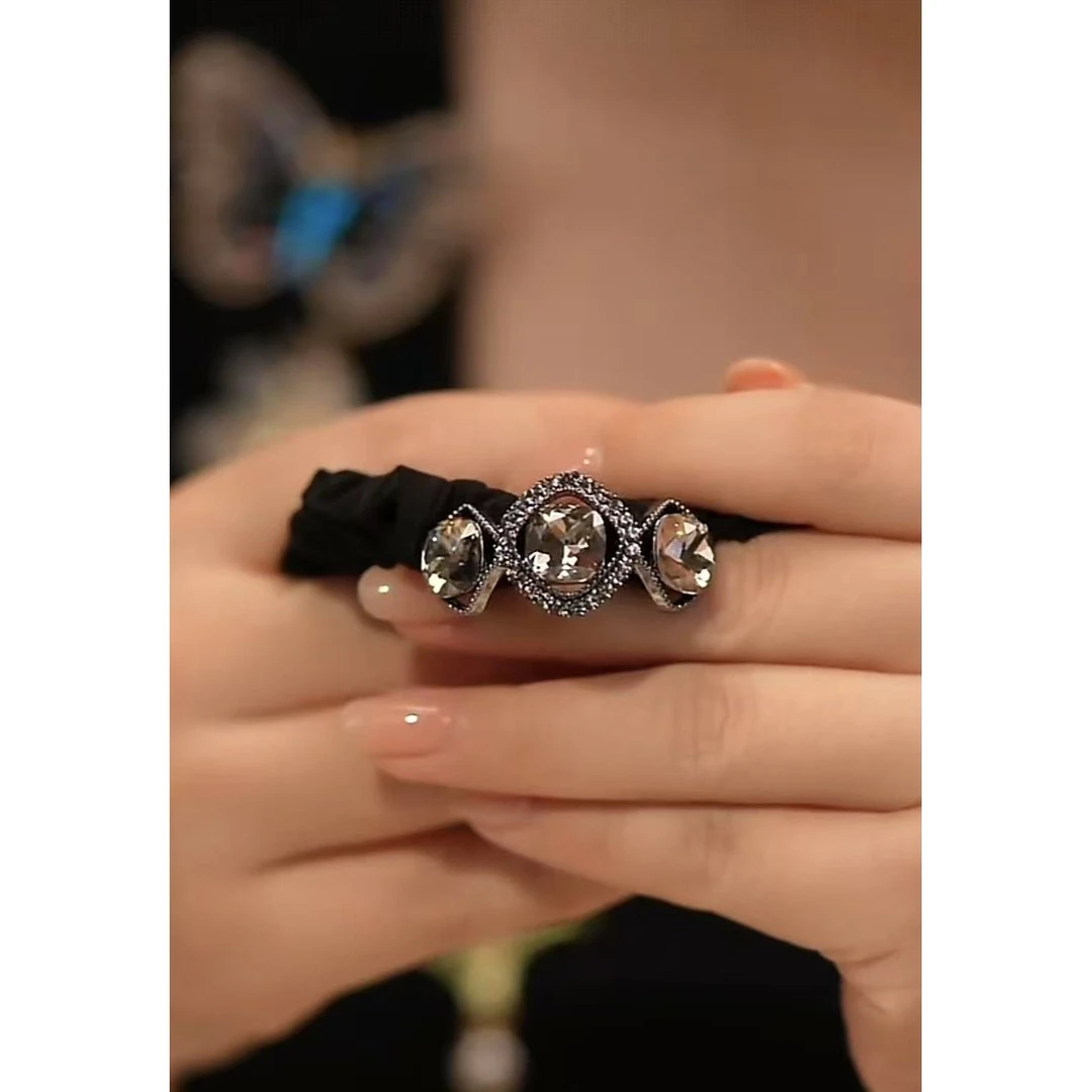 时尚气质百搭灰钻头绳5953