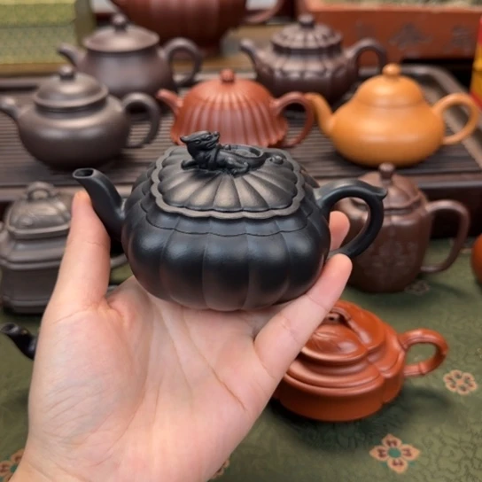 A***赵茶壶紫砂禅墩文螭