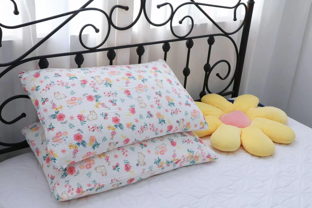 【J】A类母婴级双层水洗精梳纱枕套（48×74一对）