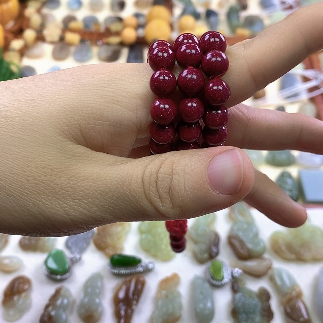 天然辰砂朱砂紫金沙手串