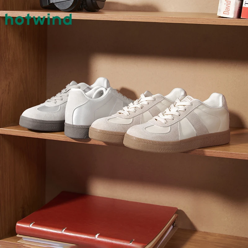 【平底内增高5.5】热风25年秋款软底舒适百搭德训女小白鞋H14W25D40