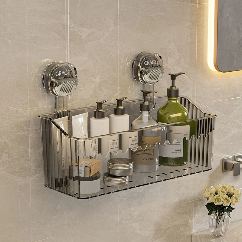 透明浴室吸盘置物架卫生间免打孔壁挂墙上化妆品厕所洗漱台收纳架