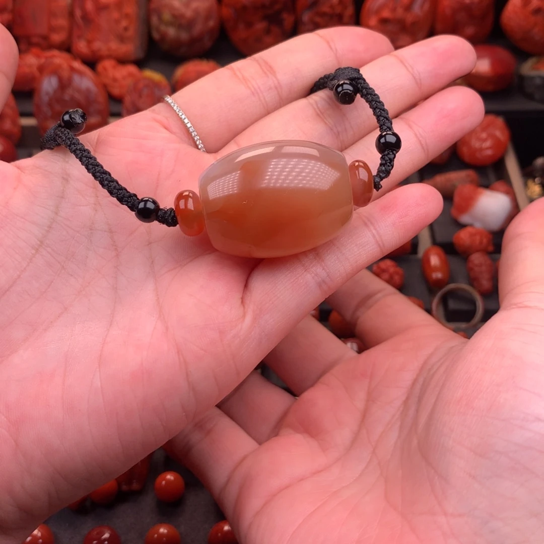 南红玛瑙未镶嵌川料冰飘大锁骨筒珠25.8mm