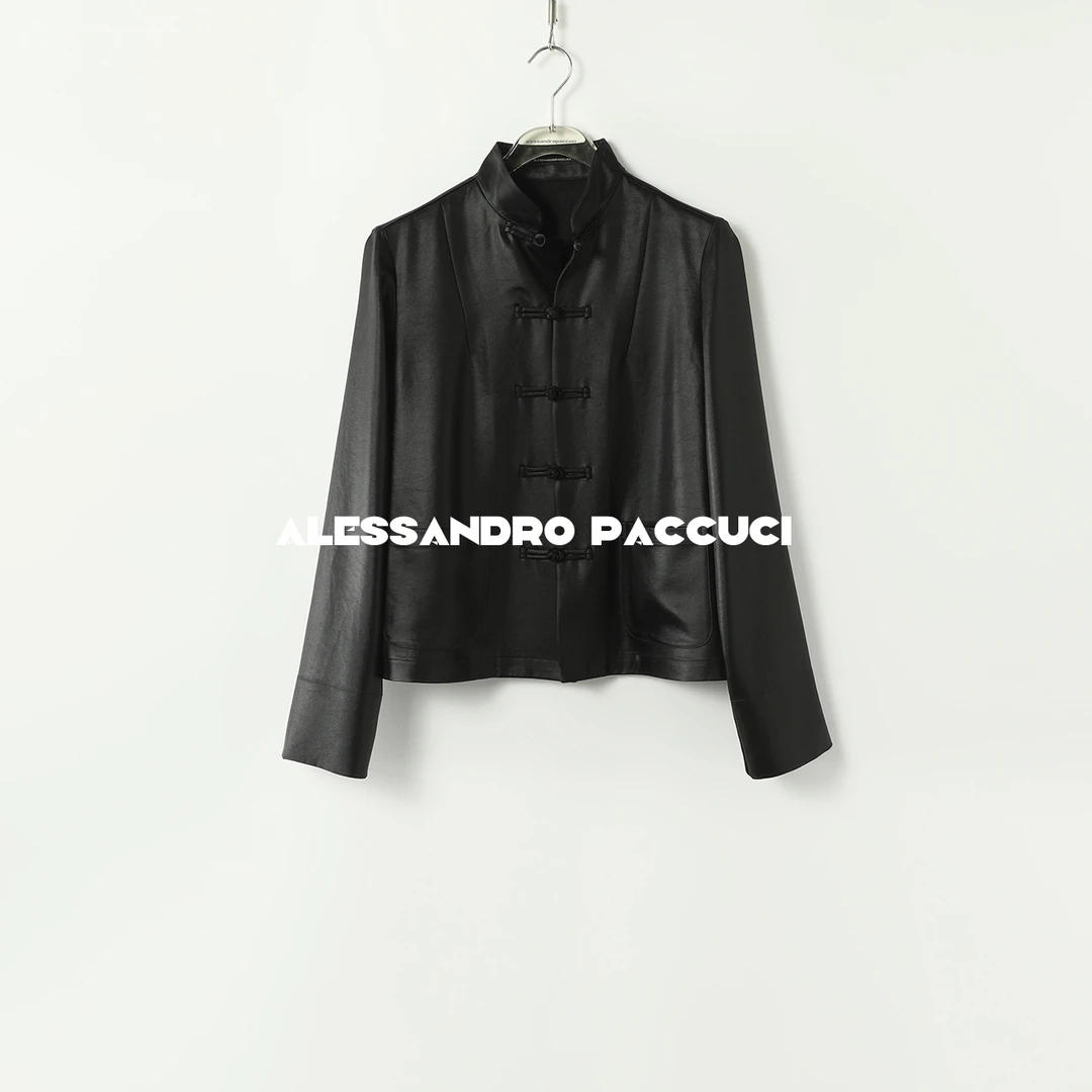 AP洛哥43026UG【黑标/底蕴东方】日本进口三醋酸仿皮新中式立领外套