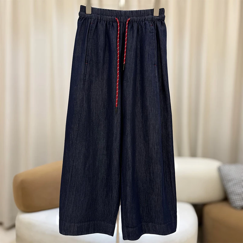 zaw大码女裤夏季薄款窄版直筒牛仔裤女显瘦胖mm腿粗胯宽裤子25295