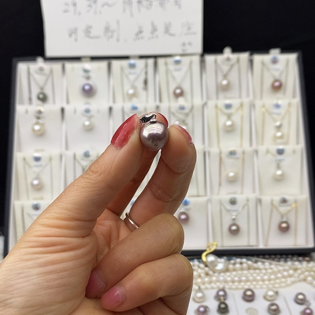 项链淡水珍珠银S925镶嵌