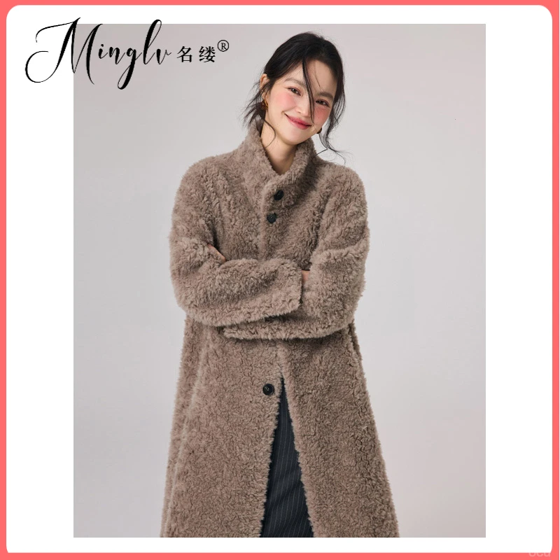 高级感慵懒风冬百搭大衣气质高贵感2025毛外套女长款立领时尚新款