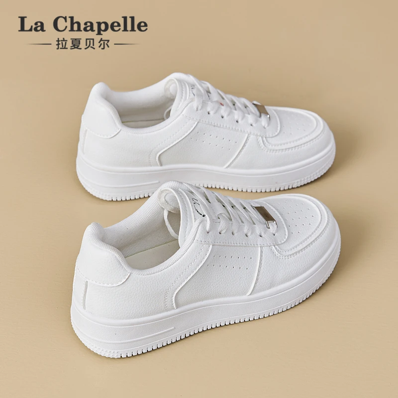 拉夏贝尔平底小白鞋女2025新款夏季时尚休闲透气时尚百搭运动板鞋
