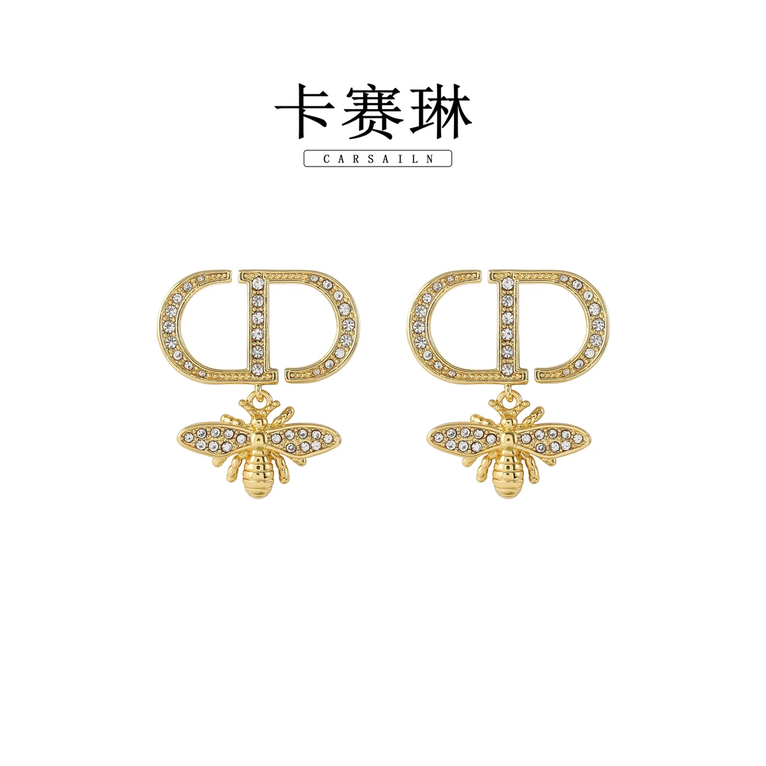卡赛琳carsailn/ 镀K金 925银针 CNC精工 蜜蜂精致耳钉 4514