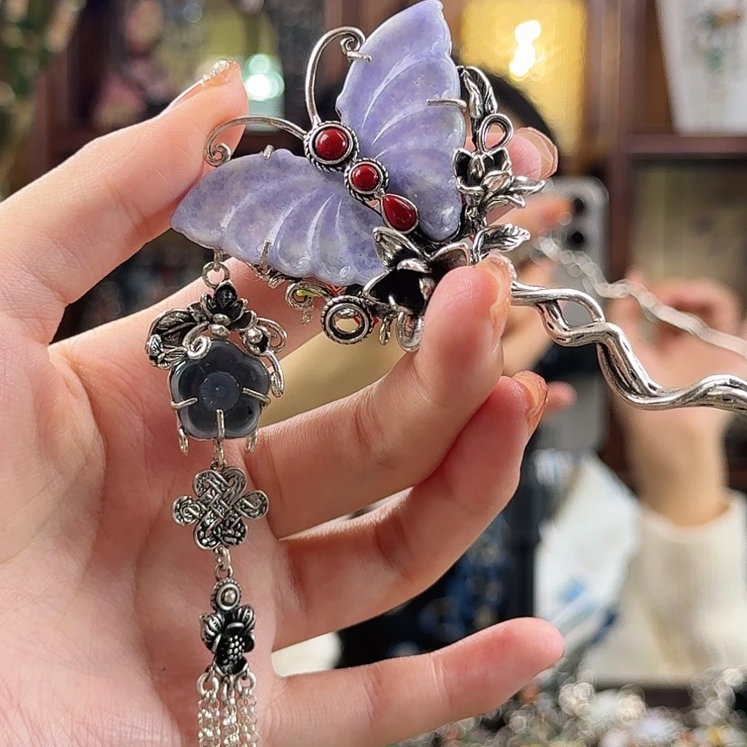 翡翠银S925镶嵌发饰