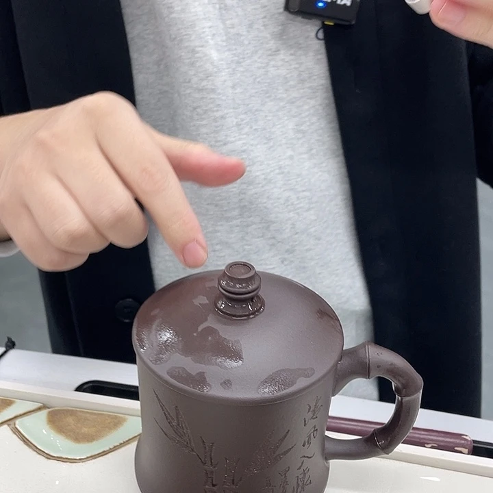 茶杯紫砂天青泥盖杯