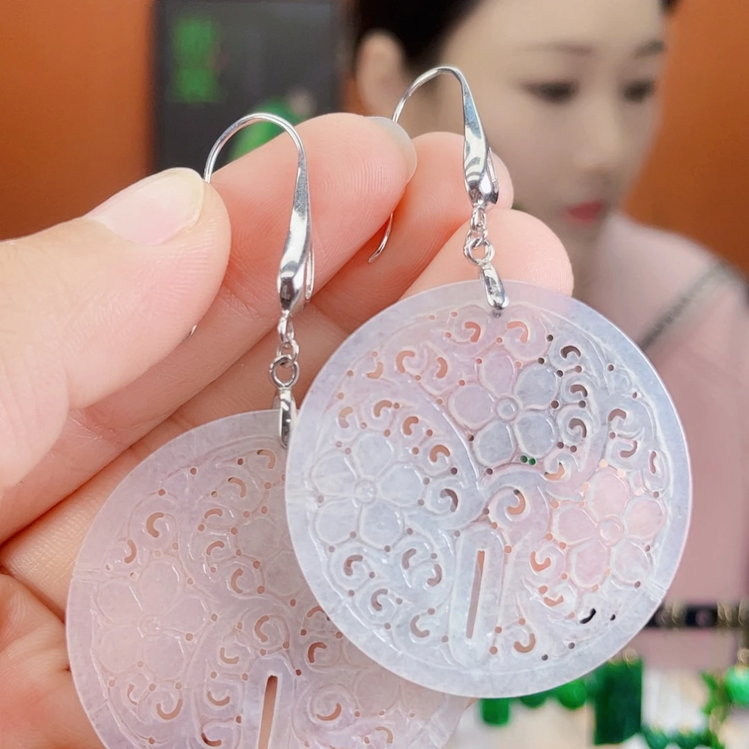 翡翠银S925镶嵌耳饰