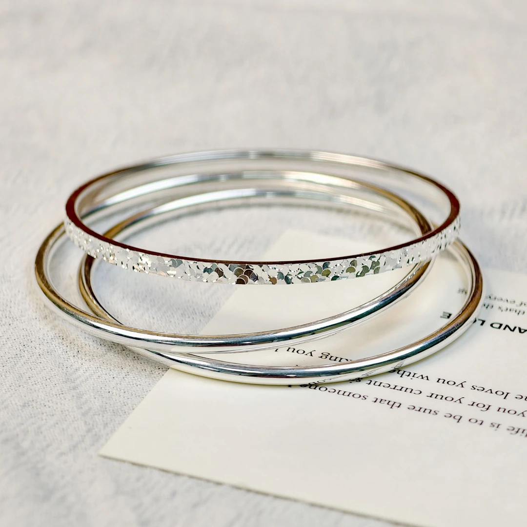 足银手镯 9999纯银甜美风女不掉色镯子ins气质三生三世素款手环