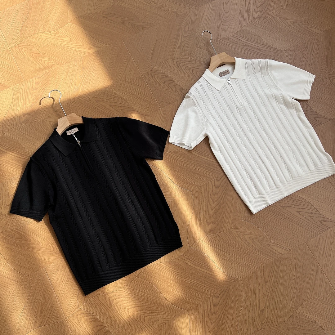 【英伦质感】设计款重工立体绞花细腻线条显瘦通勤针织翻领polo衫