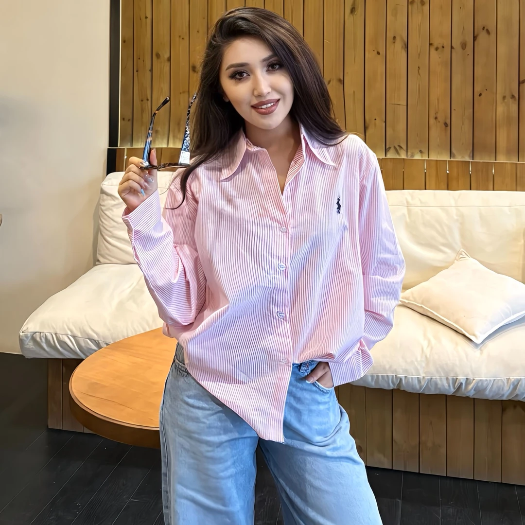 Zm_R春季新款条纹棉衬衫百搭休闲款#90372