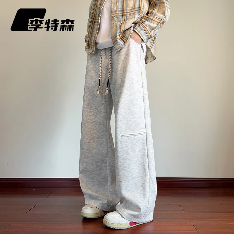 李特森男士卫裤秋季裤子男2025爆款百搭直筒弯刀裤男装运动休闲裤