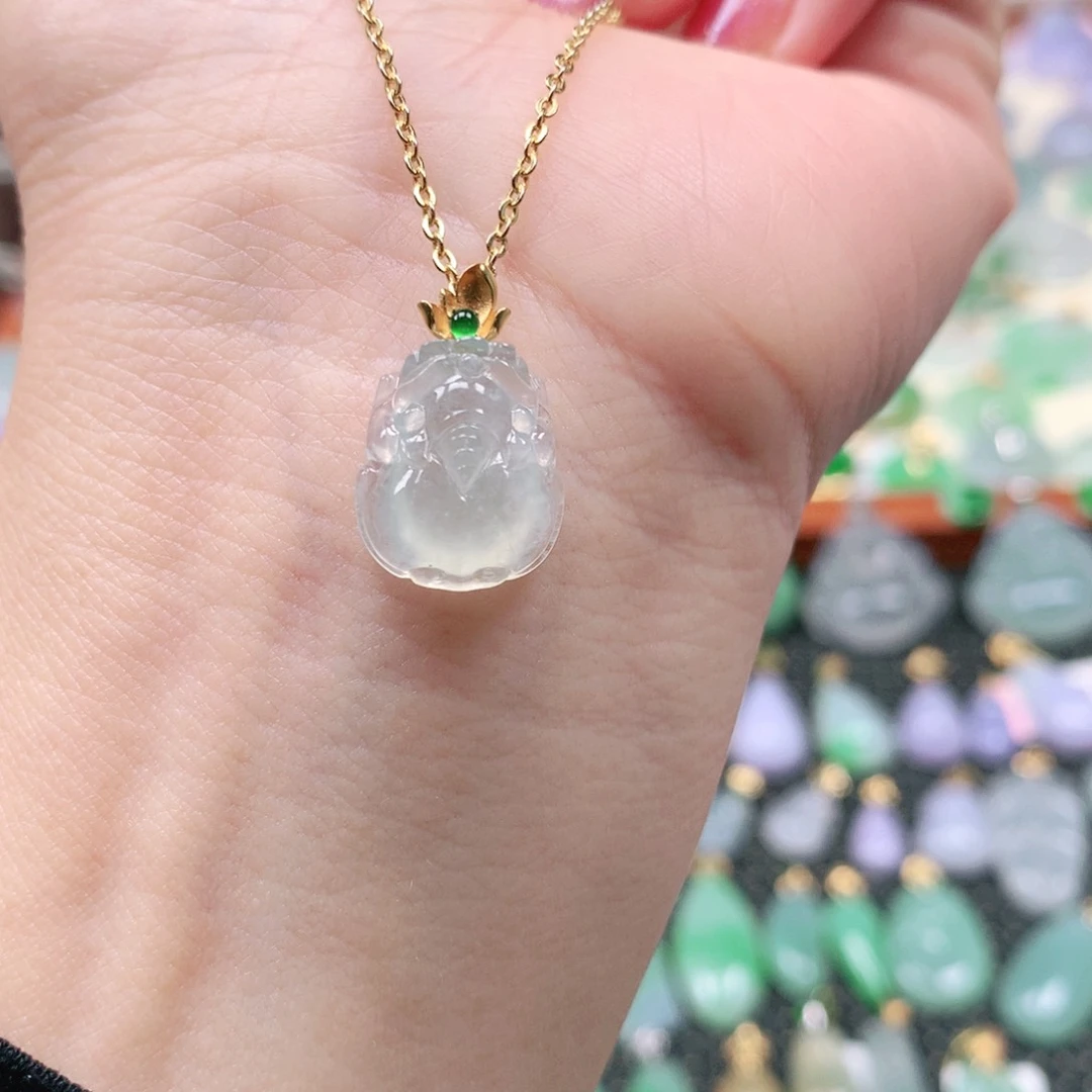 吊坠(不含链)18K金镶嵌翡翠