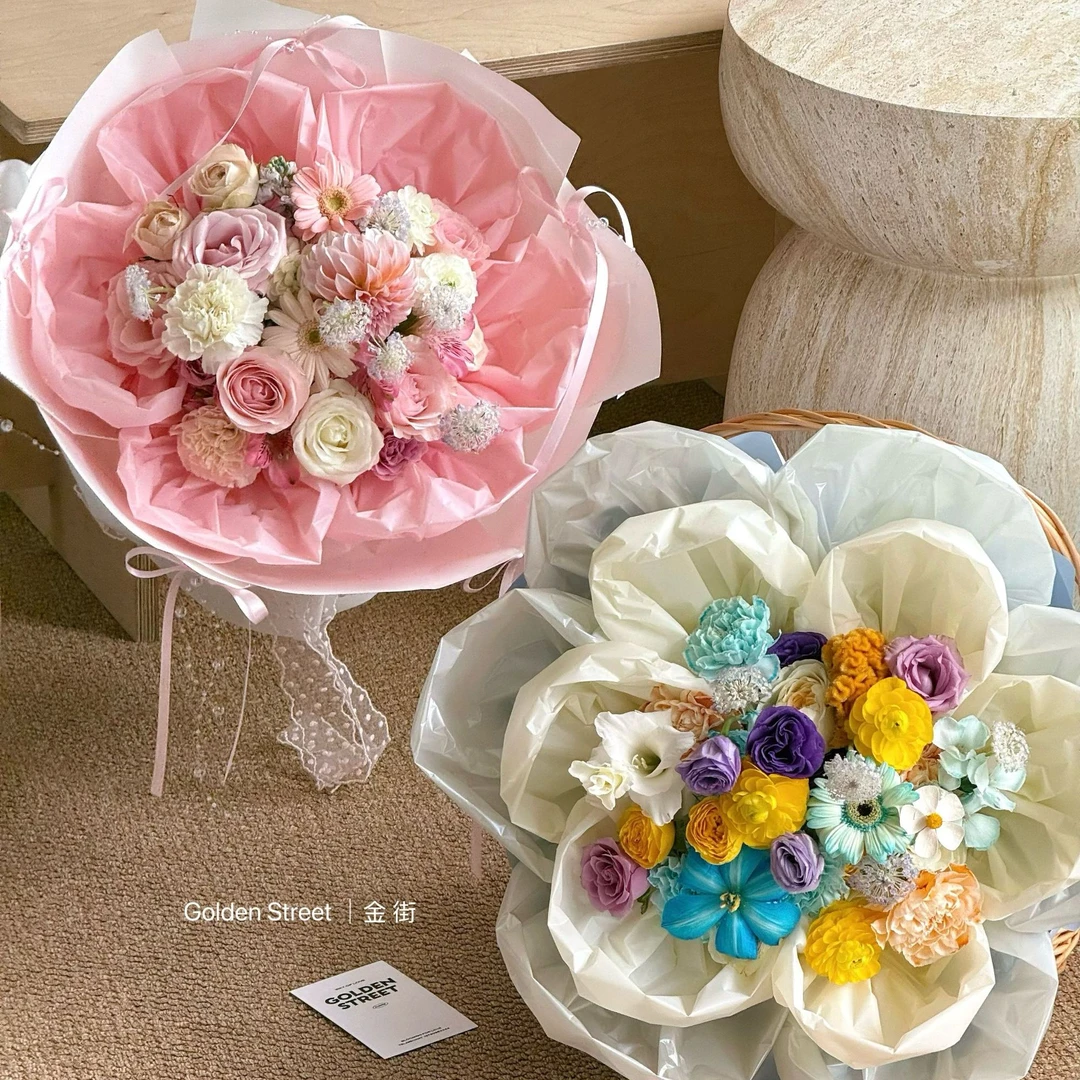 网红浪漫防水蝉翼膜内衬包花纸花束包装纸褶皱造型鲜花花艺资材