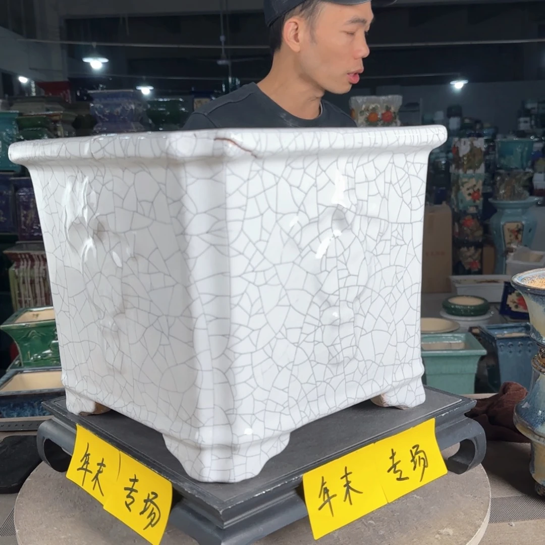 一风堂石湾花盆。高温裂瑕疵