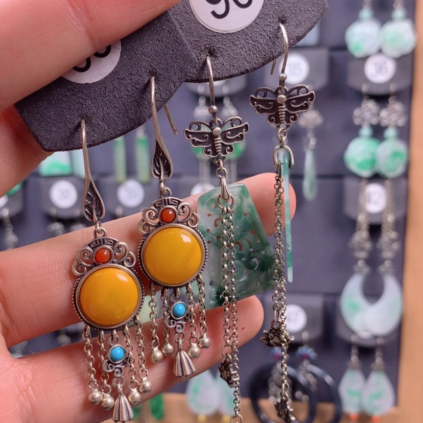 【闪购商品】翡翠银S925镶嵌耳饰炩*满意