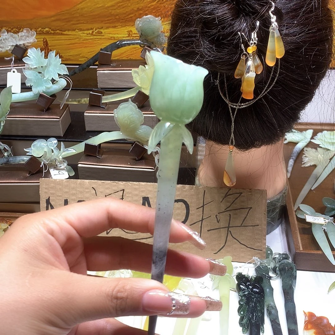 蛇纹石玉合金发饰