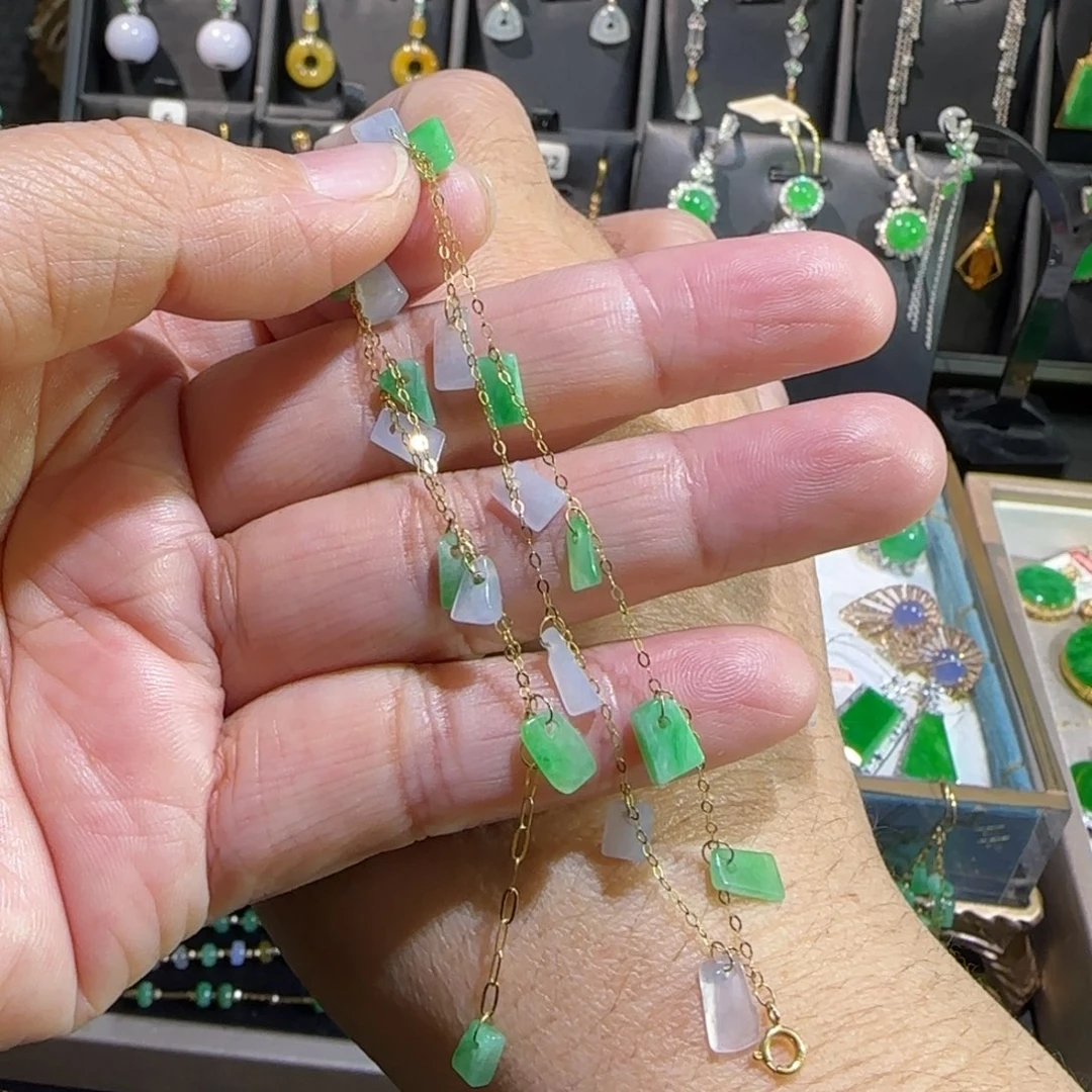 翡翠18K金镶嵌颈饰手链