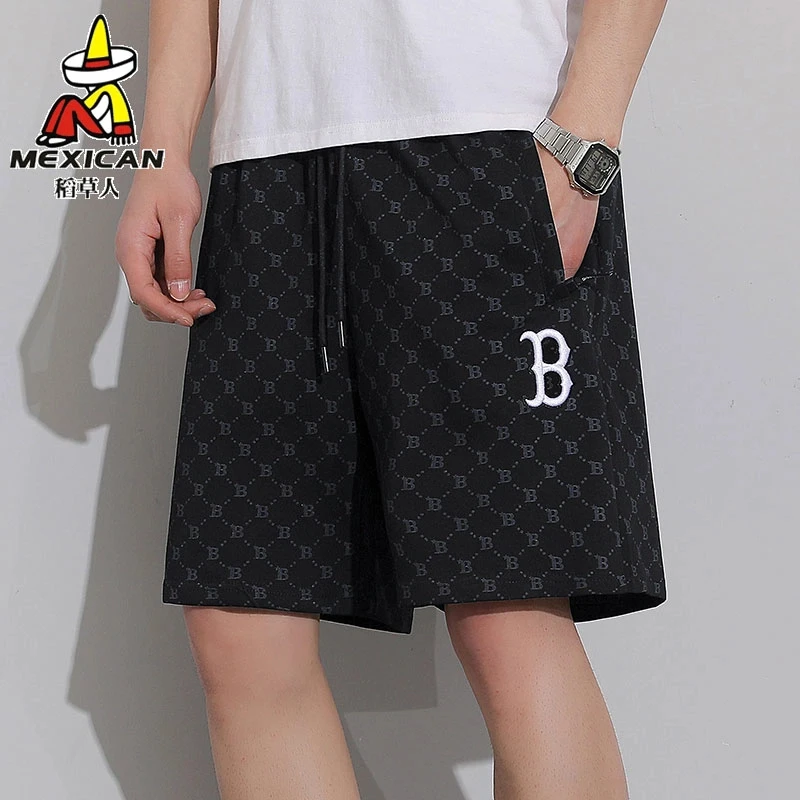 Mexican/稻草人舒适休闲运动短裤男士夏季透气潮流时尚印花五分裤