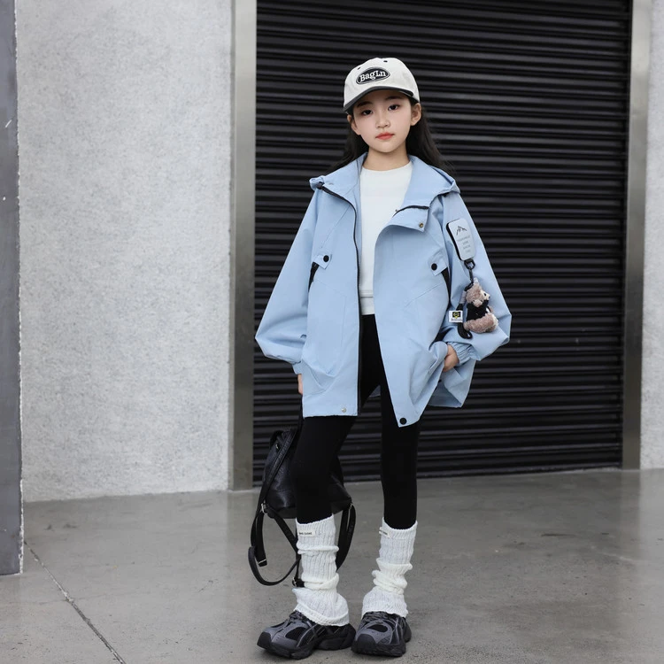 春秋ins外套夹克休闲百搭宽松工装韩版时尚潮流洋气学生i蓝色连帽