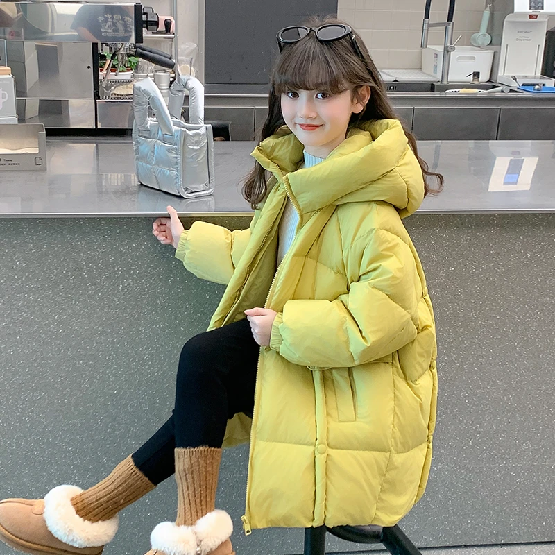 女童棉服2025新款中大童女孩上衣秋冬季洋气加厚长款羽绒棉衣冬装