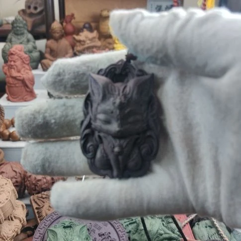 泥塑紫气东来香方九尾狐香牌