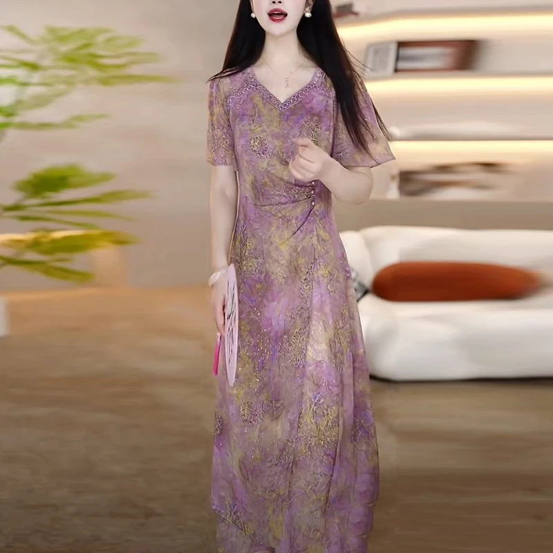 芙蓉丝品质轻职风女装2025夏季新款时尚贵气高档气质女士连衣裙子