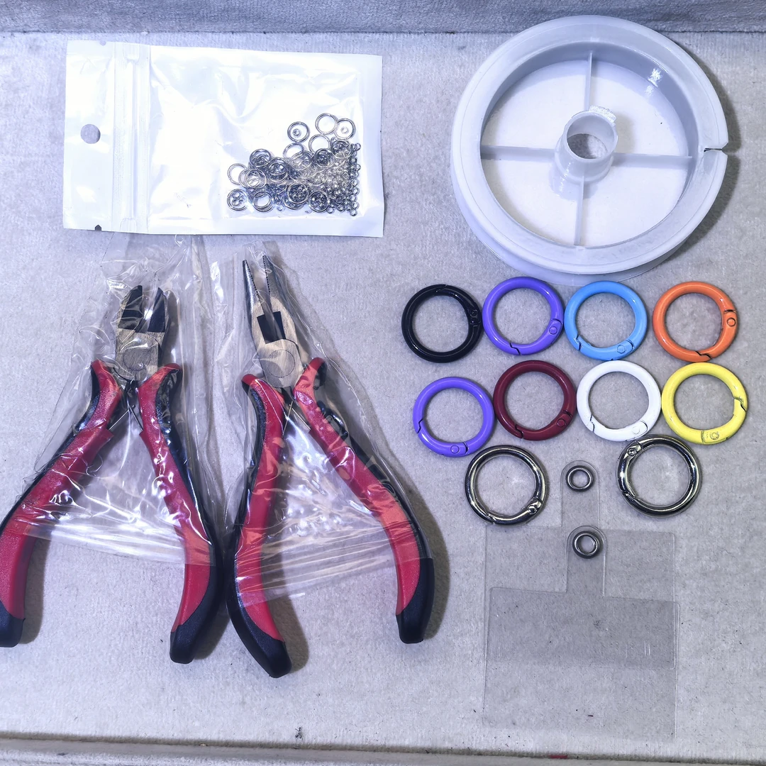 DIY串珠配件弹簧扣弹力线钢丝线定位珠开口圈垫片