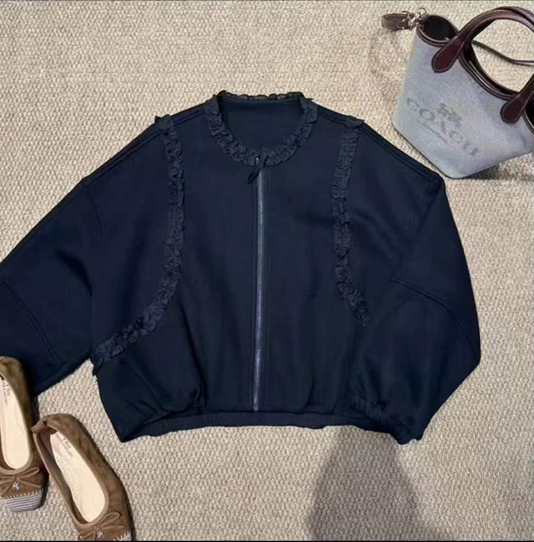 【韵味伊人】 小个子定制韩系花边圆领百搭秋季新款外套YWYR1023